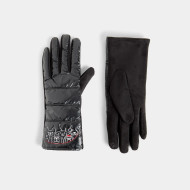 Gloves Winter Dog Faces Touchscreen Puffer Black