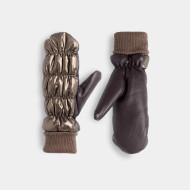 Mittens Faux Leather Puffer Copper Brown