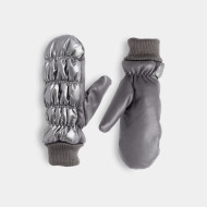 Mittens Faux Leather Puffer Gunmetal Grey