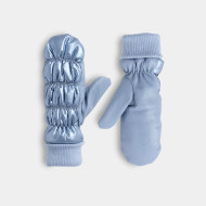 Mittens Faux Leather Puffer Mittens Sky Blue