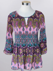 Keren Hart Top Multi Colored Pleated Bodice