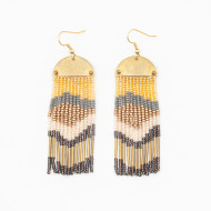 Earrings Beaded Glass 1/2 Moon Neutrals 