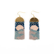Earrings Beaded Glass Moonrise Navy 