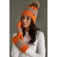 Beanie Hat w/Pom Fleece Lined by Panache Orange Blue