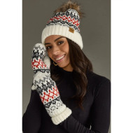 Beanie Hat w/Pom Fleece Lined by Panache Fred Grey Black