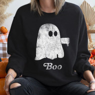 ARRIVING SOON Sweatshirt Halloween Ghost Boo Thumbs Down Black
