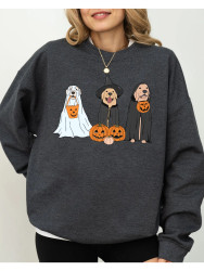 ARRIVING SOON Sweatshirt Halloween Dogs Ghost Witch Pumpkins Trick z