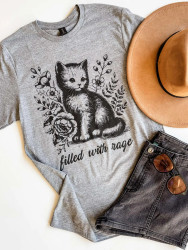 T-Shirt Filled With Rage Funny Cat Kitten Grey