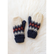 Mittens Fleece Lined by Panache Red Navy Cream