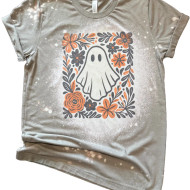 T-Shirt Halloween Ghost Boo-tiful Fall Flowers
