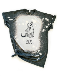 T-Shirt Halloween Kitty Cat Ghost 
