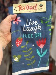 Hand Dish Towel Funny Live Laugh Fuck Off Blue