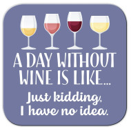 Coaster Funny Wine A Day Without Wine Is Like… Just Kidding I Have No Idea