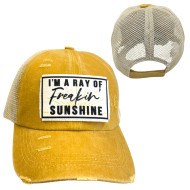 Baseball Trucker Funny Cap I’m A Ray Of Freakin’ Sunshine Adjustable Mustard
