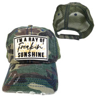 Baseball Trucker Cap Funny I’m A Ray Of Freakin’ Sunshine Adjustable Camo