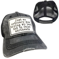 Baseball Trucker Funny Cap Just An Ordinary Mom Trying My Best Not To Raise Shitheads