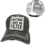 Baseball Trucker Cap Funny Caution I Have No Filter Grey Adjustable 