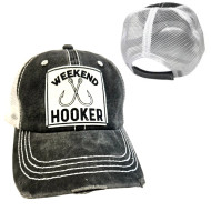 Baseball Trucker Cap Funny Fishing Weekend Hooker Grey Adjustable 
