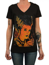 T-Shirt Halloween Bride Of Frankenstein Black 