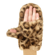 Mittens Convertible Finger Access Leopard Latte CC Brand