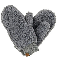 Mittens CC Sherpa Teddy Bear Convertible Finger Access Grey