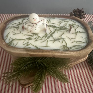 Candle Soy Dough Bowl Melting Snowman Orange Cranberry Spice Holiday