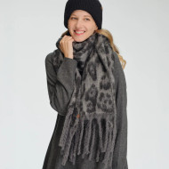 Scarf Winter CC Leopard Print Grey Black 