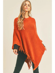 Poncho Soft Cozy Fall Winter Rust