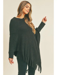 Poncho Soft Cozy Fall Winter Black 