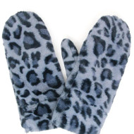 Mittens Faux Fur Leopard Grey