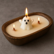 Candle Soy Dough Bowl Ghost Halloween Cinnamon Bun Scent 