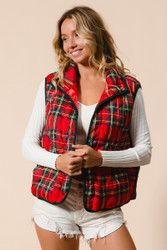 Vest Vintage Holiday Plaid Red ARRIVING SOON