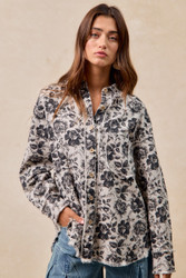 Arriving 10-30 Shirt Black Roses Washed Twill Frayed Black Roses 