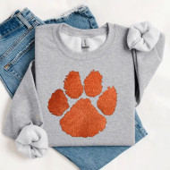 Sweatshirt Dog Paw Fuzzy Patch Grey 