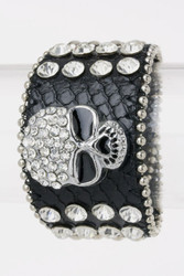 Bracelet, amazing bling bling leather skull rhinestone snap.  If you are in the Red Wing, Minnesota Mississippi River area, please swing into the Go Brazen.com store