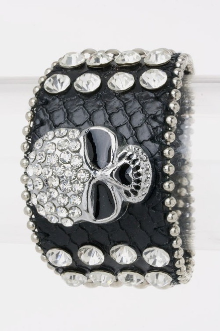 Bracelet, amazing bling bling leather skull rhinestone snap.  If you are in the Red Wing, Minnesota Mississippi River area, please swing into the Go Brazen.com store