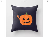 Pillow Cover, Halloween Pumpkin Middle  Finger
