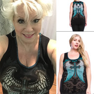 Tank, Angel Wing Black Blue, Made In USA