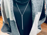 Necklace, Lariat Silver Rhinestone 47”