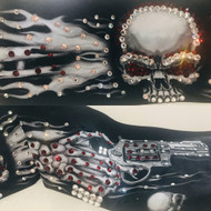 Bandana, Skull Flames Guns Skeleton Red FREE SHIPPING