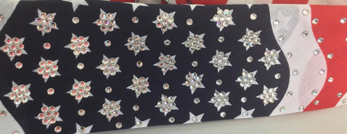 Bandana, over 270 Swarovski crystals.  We salute anyone who wears this outstanding American Flag, American made bandana!  Go Brazen Bombshell Finest!