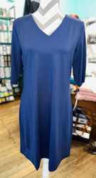 Dress, 3/4 Sleeve Scoop Neck Coolant Fabric LuLu B Navy