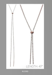 Necklace, Lariat Rhinestone Rose Gold
