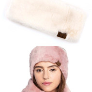 Headband, Faux Fur Adjustable Sherpa Lined CC Ivory