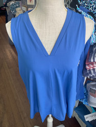 Top, Sleeveless V Neck Blue SPF 50 Coolant Fabric LuLu B 