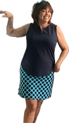 Skort, Rope Navy Aqua 2 Zip Pockets SPF 50 Coolant Fabric LuLu B 