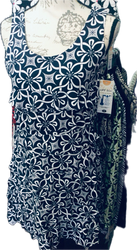 Dress, Sleeveless Ruffle Cha Cha Navy Tahitian  Flower SPF 50 Coolant