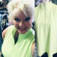 LuLu B Top SMALL LEFT Sleeveless 1/4 Zip Lime SPF 50 Coolant Fabric LuLu B 