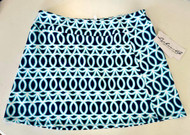 LuLu B Skort,  2 Zip Pockets Coolant Fabric SF 50 LuLu B Navy Turquoise Swirl