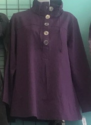 Top, Tunic 5-Button LuLu B Roomy Grape Purple